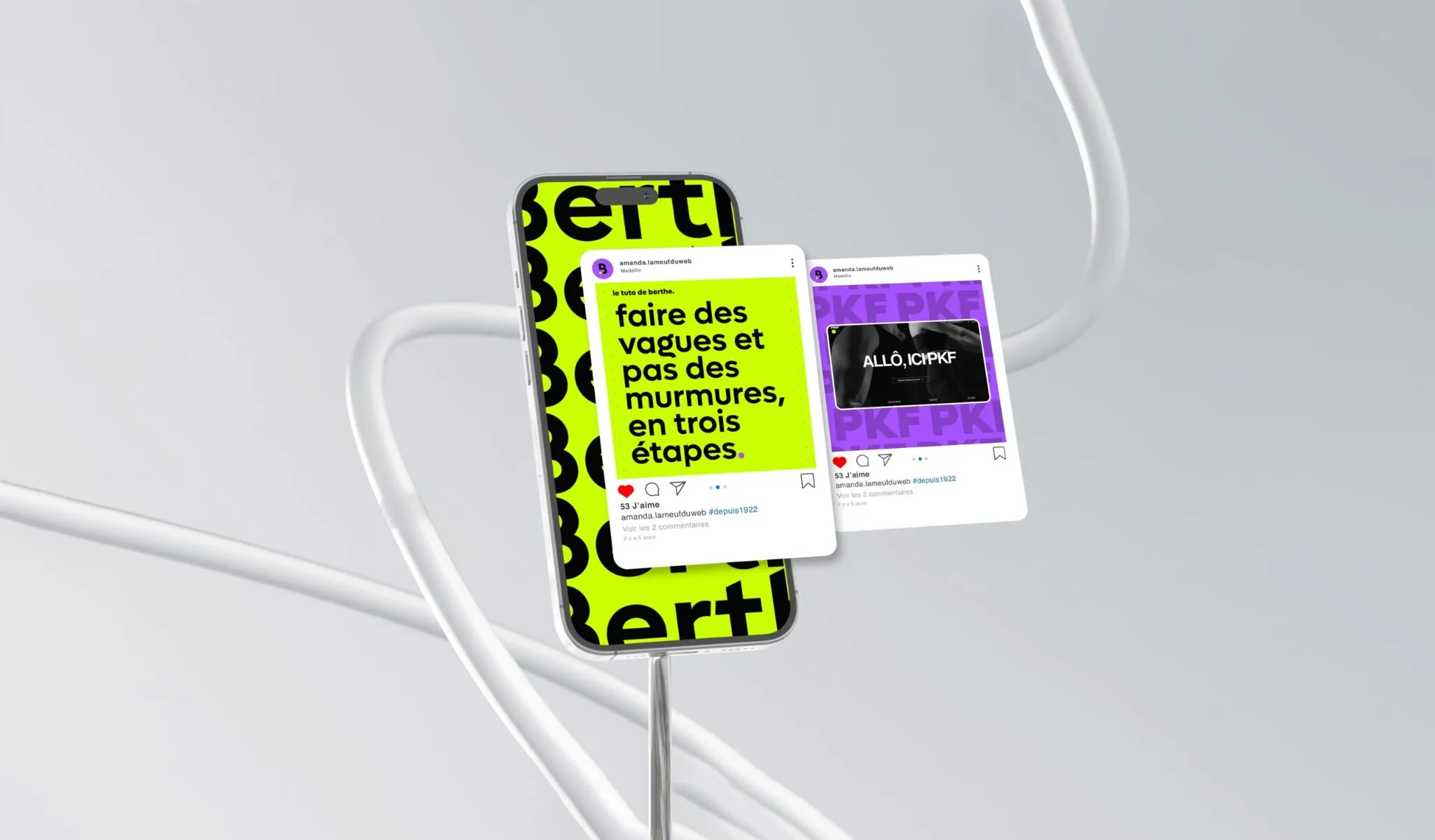Univers de marque Berthe décliné sur les réseaux sociaux