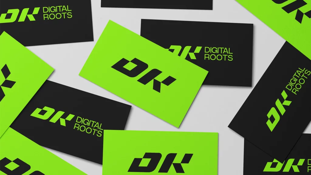 Cartes de visite Digital Roots en noir et vert